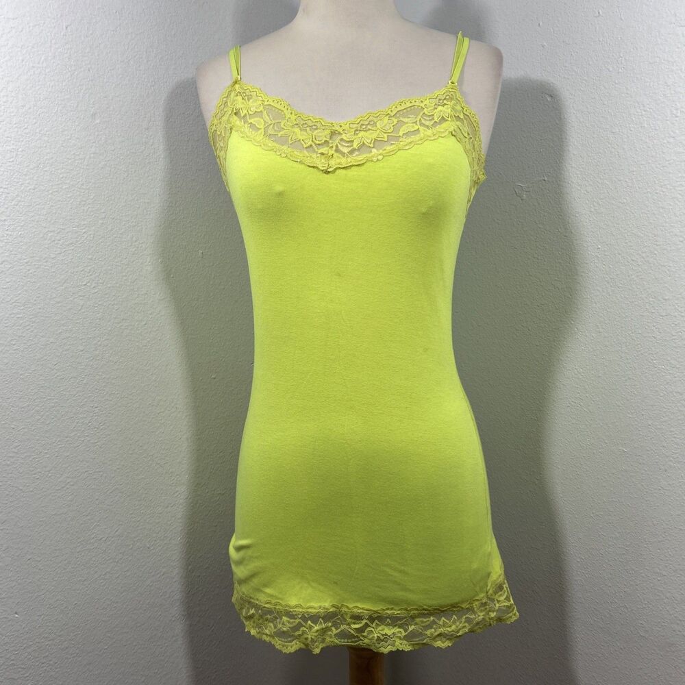 Zanana Outfitters Tank Top Womens M Lime Lace Trim Camisole Feminine Fairy‎ Y2K
